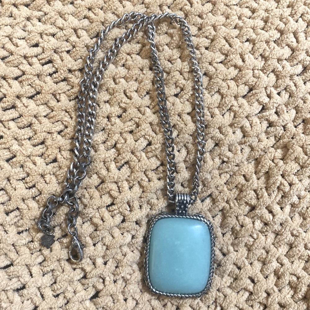 LUCKY silver necklace with turquoise pendant!
